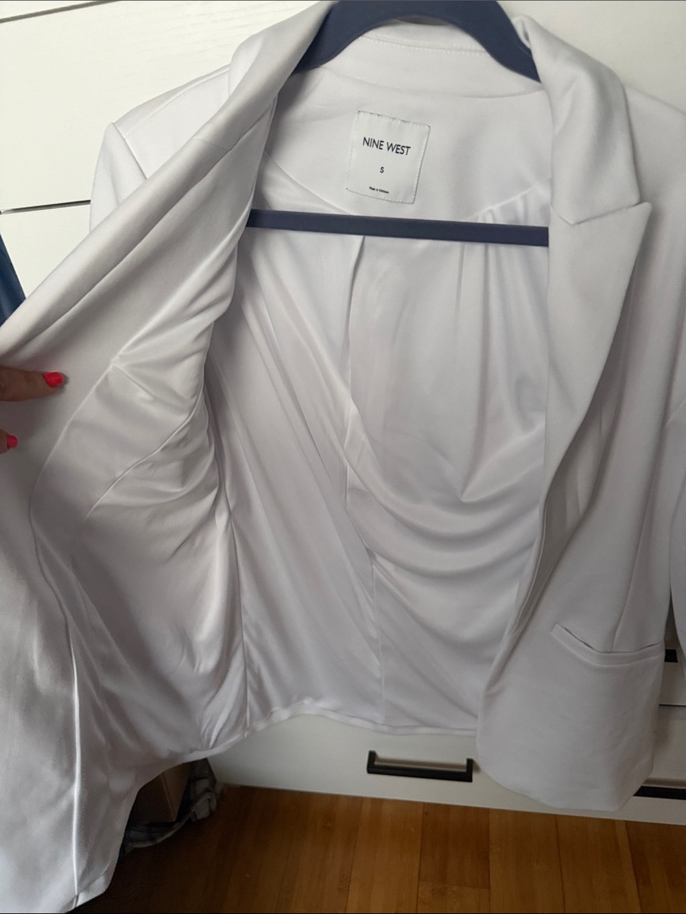 Nine West Light White Draped Open-Front Blazer - Picture 3 of 4